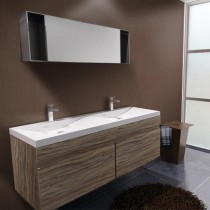 Toki Designer Wall Hung 1430mm Vanity & Basin in Light Walnut by Prodigg