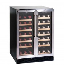 Wine cabinet 2 temperature, 2 zone V50DG 2 e,  50 BTL, 2 Doors Glass SS Trim by Vintec