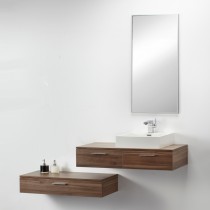 Eska Designer Wall Hung Bathroom Furniture Set in Walnut by Prodigg