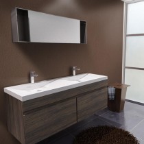 Toki Designer Wall Hung 1430mm Vanity & Basin in Dark Walnut by Prodigg