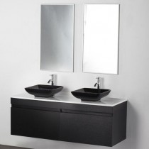 Toki Wall Hung Cabinet for Counter Top Basins in Black Wood by Prodigg